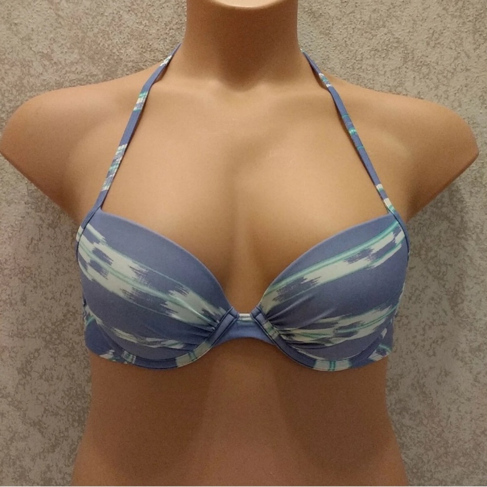 Shade & Shore Periwinkle and White Halter Bikini Top